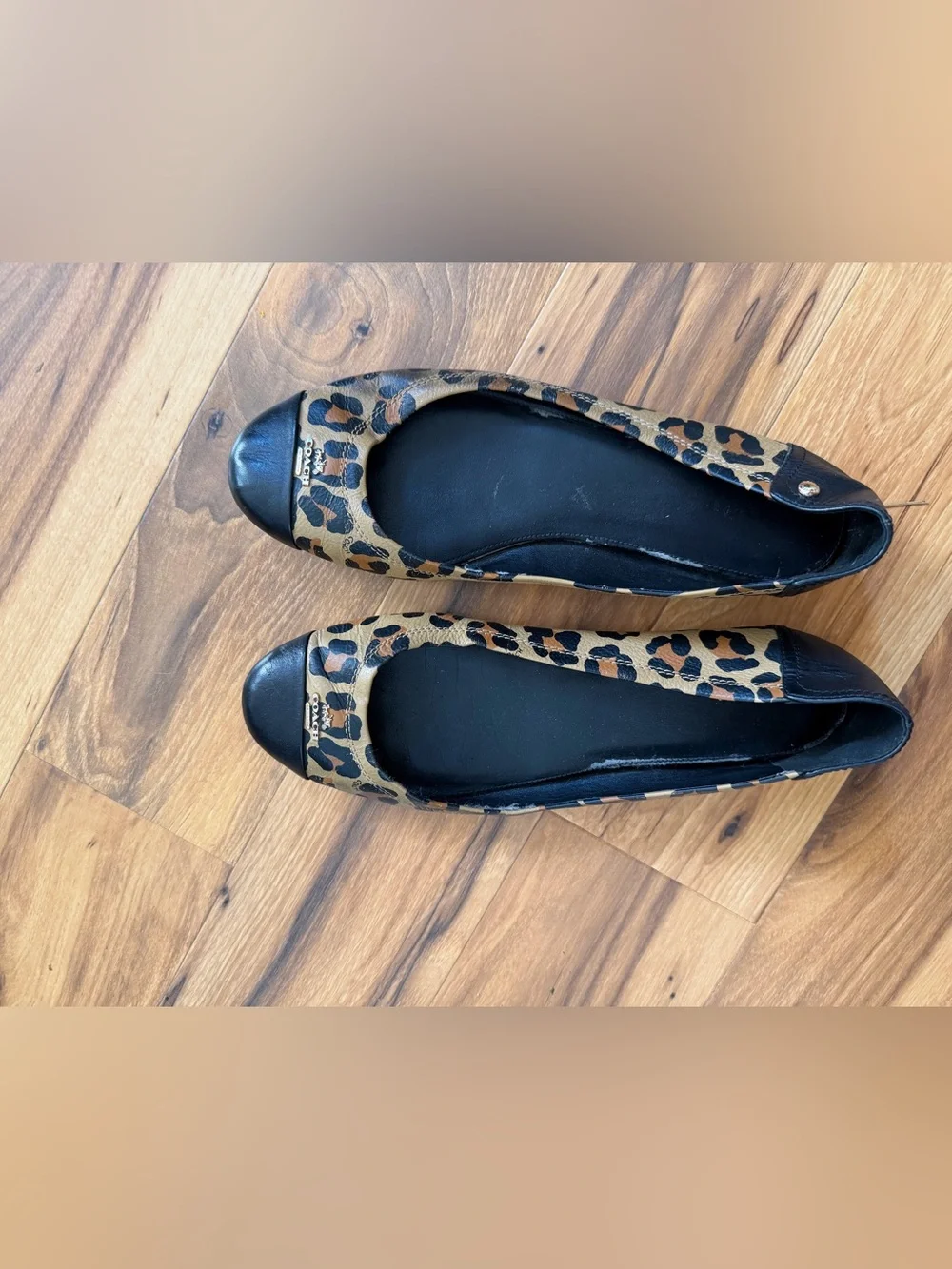 Coach Leopard-Print Cap Toe Ballet Flats - Black, Brown & Tan